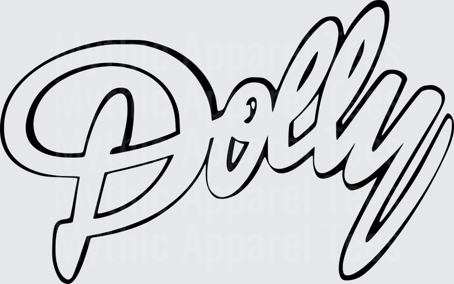 Dolly Script Lettering Bold Outline Cursive Name Design