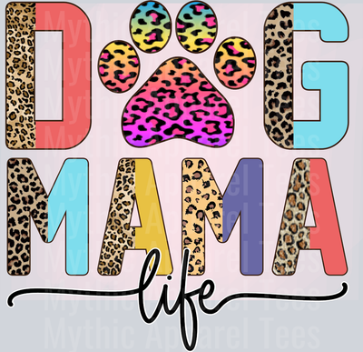 Dog Mama Life rainbow paw print DTF Dog Transfers
