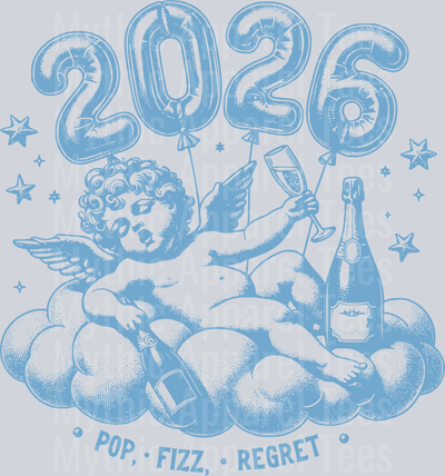 POP FIZZ REGRET CHERUP NEW YEARS BLUE DESIGN