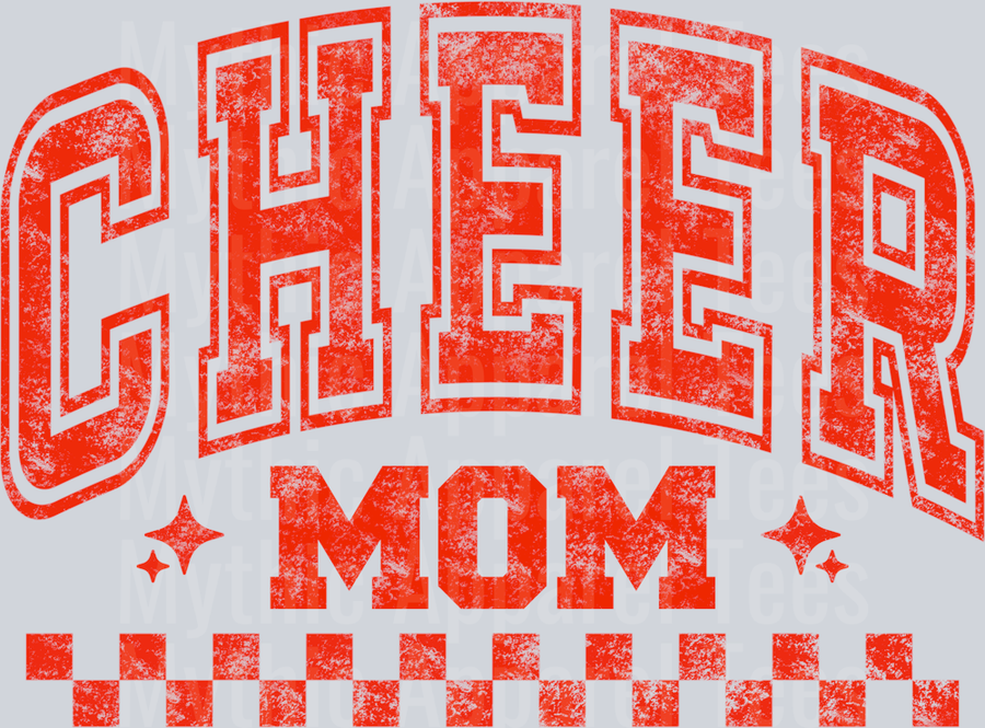 Cheer Mom Orange Checkers Varsity Letters