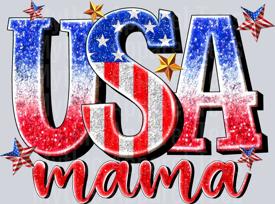 USA Mama mom stars and stripes 4th of july DTF Patriotic Transfers