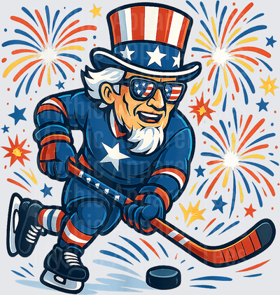 Ice Hockey Patriotic Uncle Sam Playing Hockey 4th of July