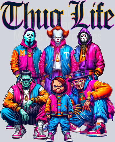 Purple/pink outfits Frankenstein Chucky THUG LIFE Freddy Krueger Jason Vorhees Michael Myers Pennywise Gangster Pose Horror Movie DTF Thug Life Transfers