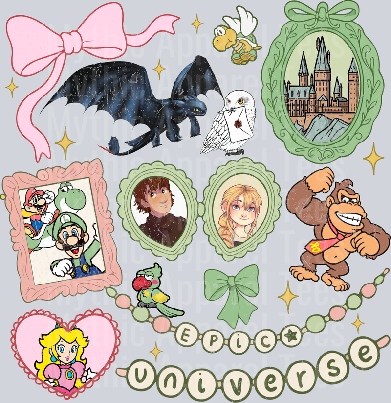 Epic Universe Bracelet with Hogwarts Castle Mario DTF Epic Park Transfers
