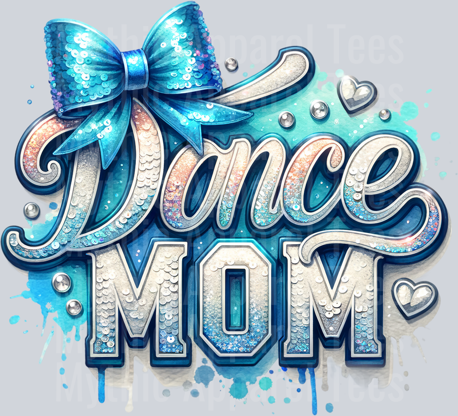 0015 Dance Mom Sequins Lt Blue DTF Dance Mom Transfers