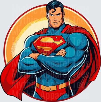 Superman Arms Crossed Confident Pose Retro Circle Badge