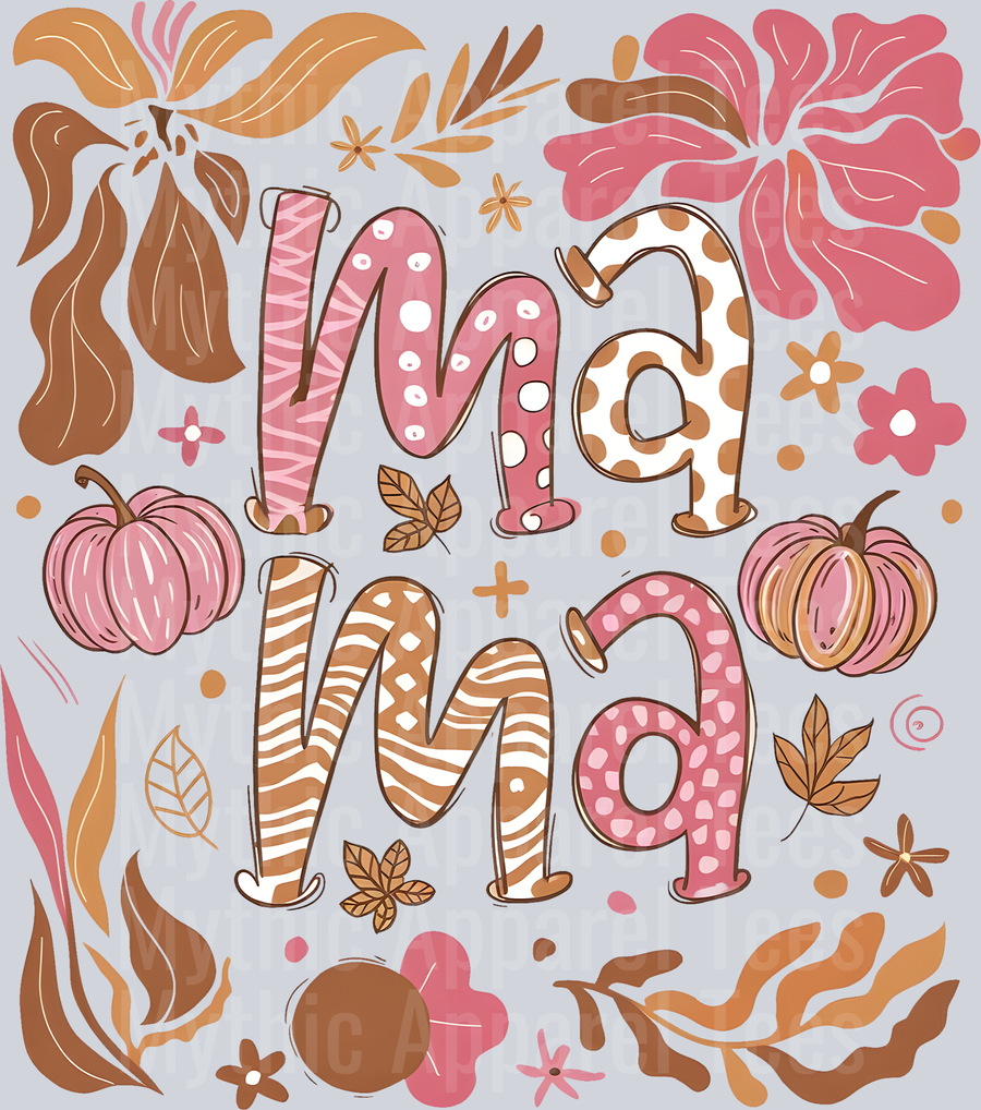 mama fall fall gords and pumpkins DTF Thanksgiving Transfers