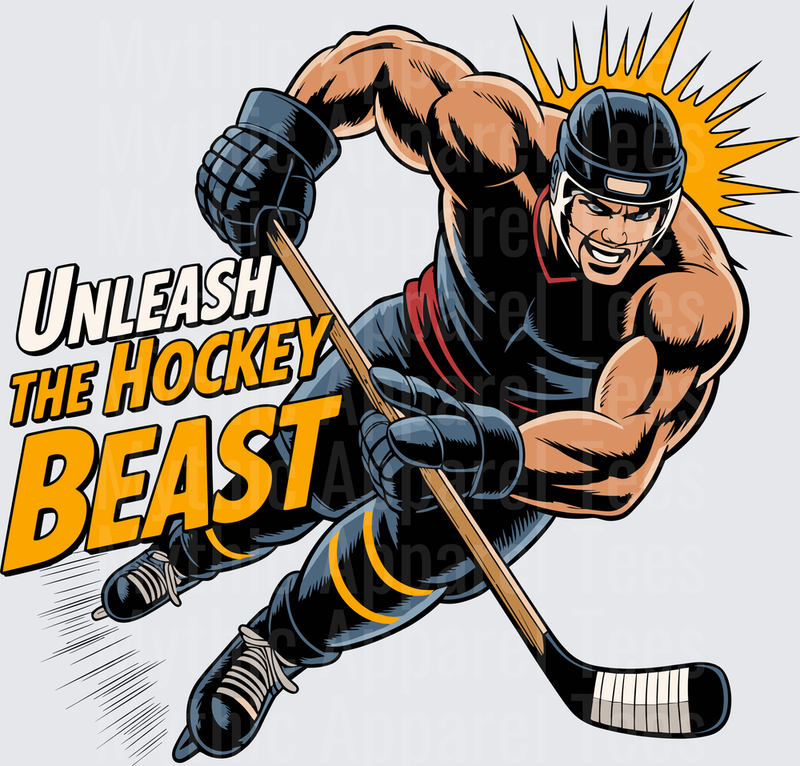 Ice Hockey Unleash The Beast Muscular Player Comic Style