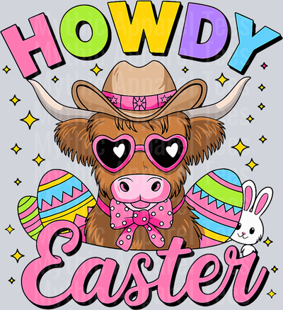 Howdy Easter Western Easter DTF Highland Cow Transfers
