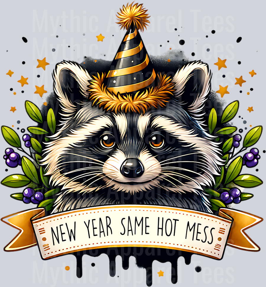 NEW YEAR SAME HOT MESS RACCOON PNG