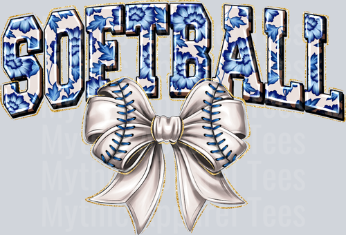 Softball Blue Bow
