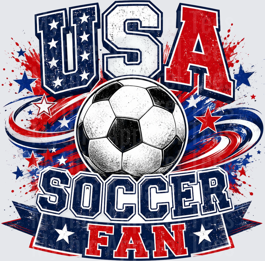 USA Soccer Fan Red White Blue Stars Patriotic Soccer Ball Grunge Splatter Banner Design