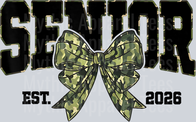 Senior 2026 Camouflage Old Camo Bow Coquette Bow Hunting T-Shirt