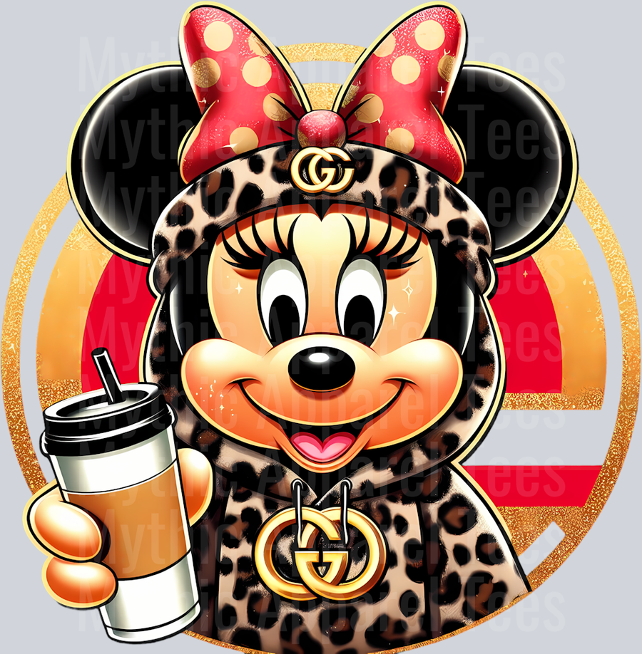 Minnie Coffee Leopard Print Disney DTF Gucci Mickey Transfers