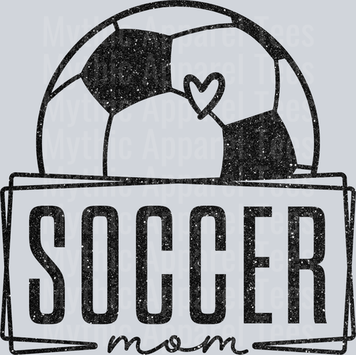 Soccer mom Black Glitter 1 DTF Soccer Transfers