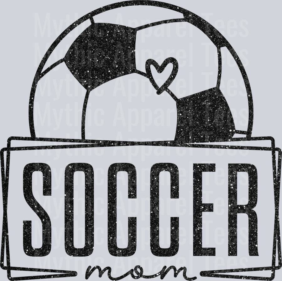 Soccer mom Black Glitter 1 DTF Soccer Transfers