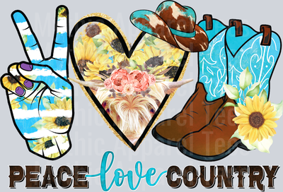Peace Love Country Southern Girl Cowgirl Western