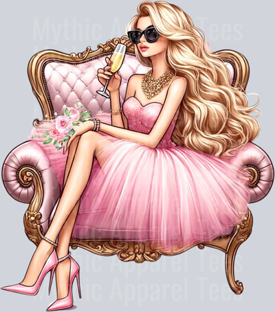 13 Glam Champagne Drinking Girl DTF Glam Transfers
