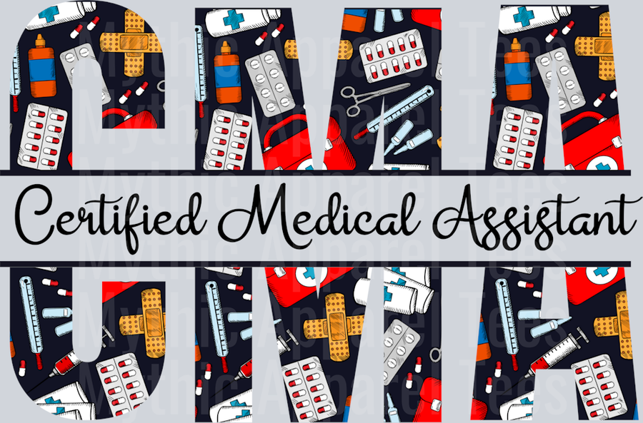 Certified Medical Assistant CMA Red White Black Colors DTF Nurse Transfers