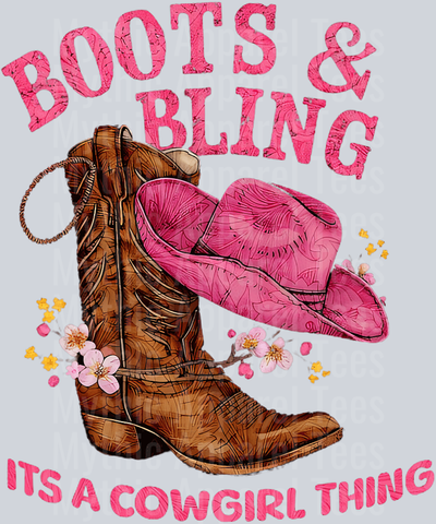 Boots and Bling Its a cowgirl thing Pink and brown DTF Western Girl Transfers