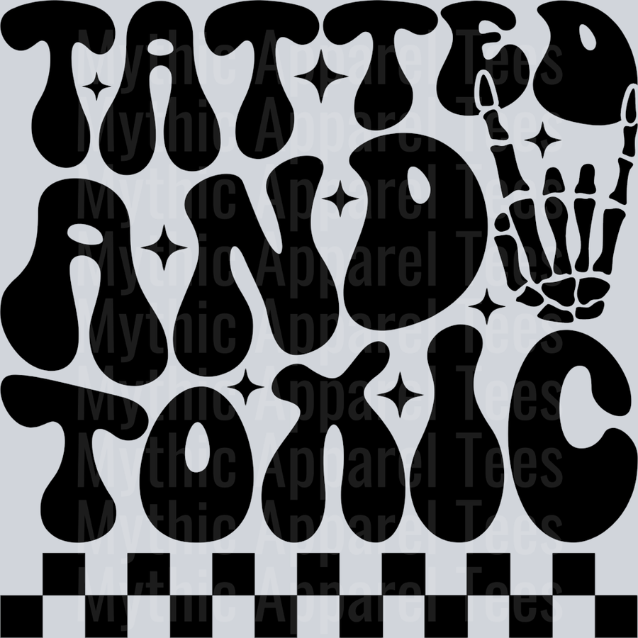 Tatted And Toxic Pocket Funny Wavy Retro Words Black