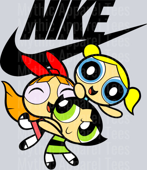 Powerpuff Girls Black Swoosh JUST DO IT DTF Nike Transfers