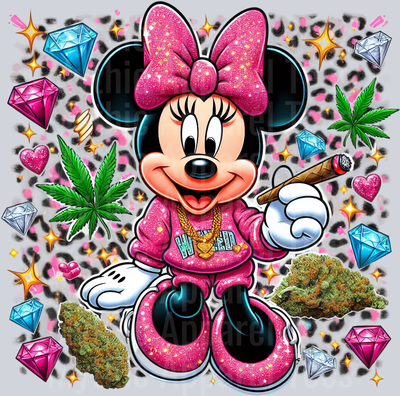 Minnie Mouse 6 Jewels Smoking Weed DTF Weed Transfers