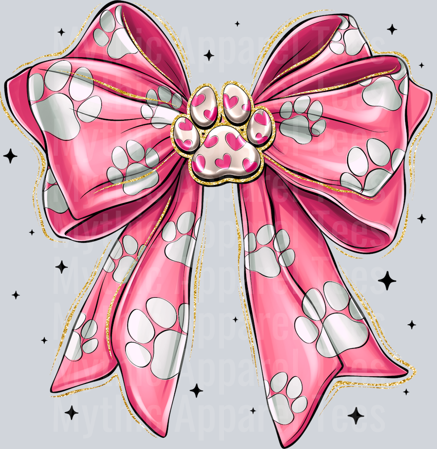 Dog valentines bow Cute Valentines Day Bow with Paw print