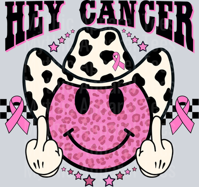 Hey Cancer Western Hat Cow Prints Breast Cancer Awareness