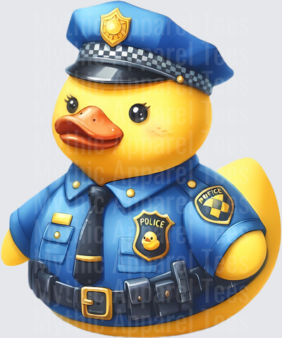 Rubber Duck in Uniform Blue Police Officer Outfit with Badge