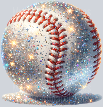 Glitter Baseball with glittery colors shimmers DTF Baseball Transfers