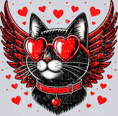 Cupid Cat Heart Glasses Style Combo Valentines Day Design