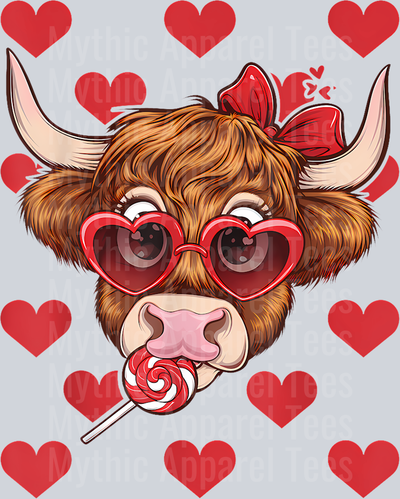 192 Highland Cow Valentine_S Day Women Girls Farmer Cow Lovers T-Shirt