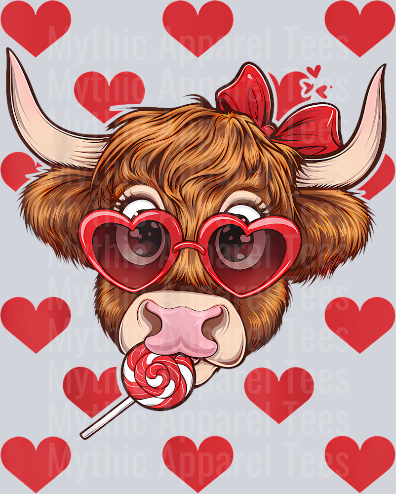192 Highland Cow Valentine_S Day Women Girls Farmer Cow Lovers T-Shirt