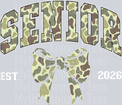 Senior 2026 Class of 2026 Coquette Duck Camo Bow Graduation T-Shirt