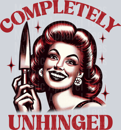 Completely unhinged red and black with knife  DTF 50s Funny Wife Transfers