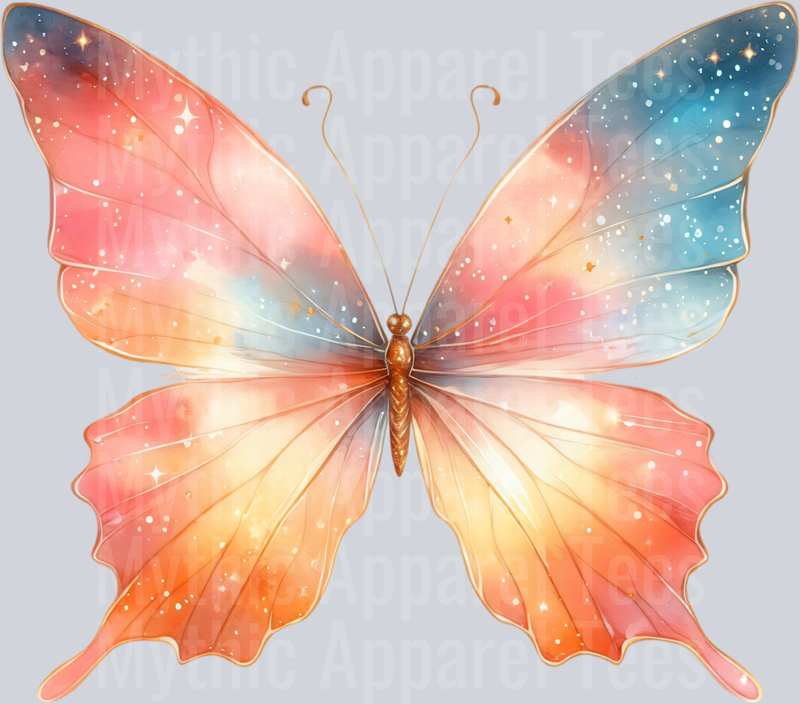 Pink blue peach orange Constellation Watercolor butterfly DTF Butterfly Transfers