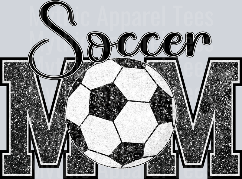 Soccer MoM GLITTER Style with ball DTF Soccer Transfers