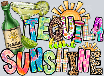 Tequila Lime Sunshine Drinking DTF Summer Transfers