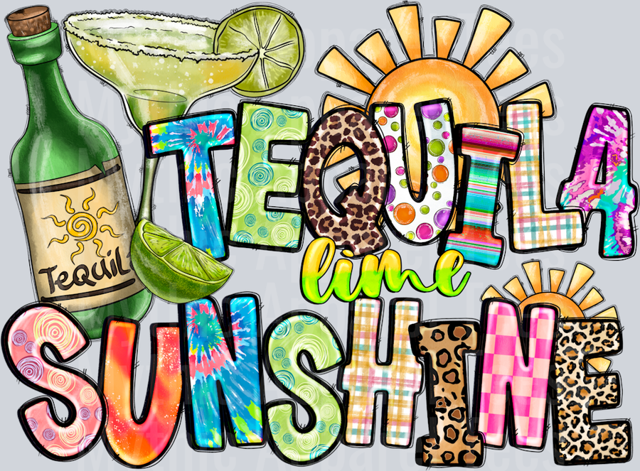 Tequila Lime Sunshine Drinking DTF Summer Transfers