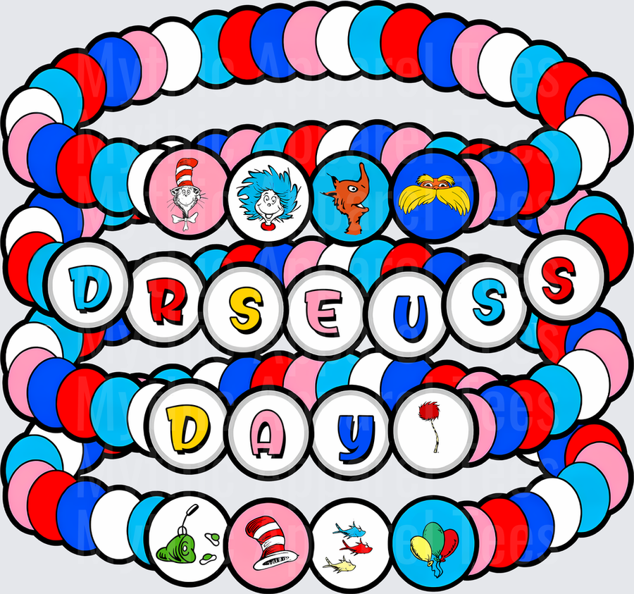 DR Seuss Day Beaded Bracelet Stack with Characters