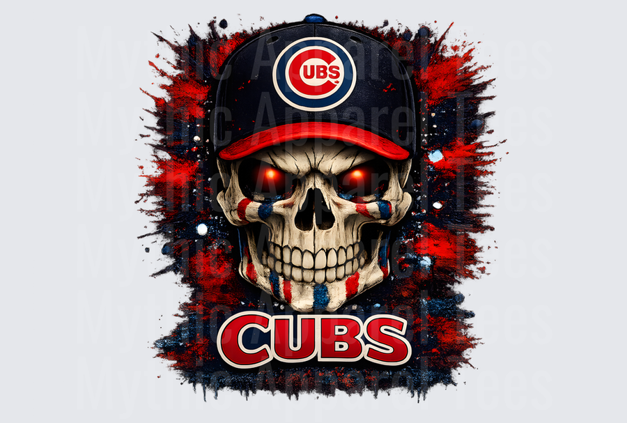 MLB Skulls Chicago Cubs Glowing Eyes Skull Baseball Cap
