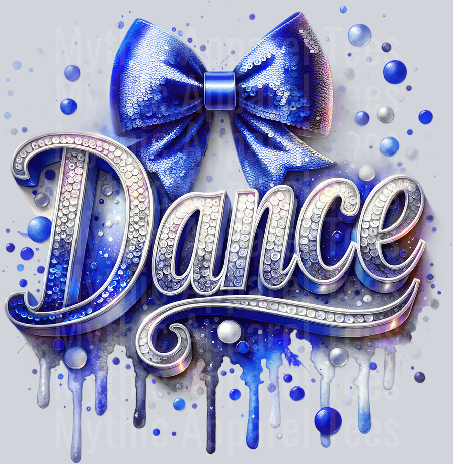 0018 Dance Sequins Blue DTF Dance Swoosh Transfers