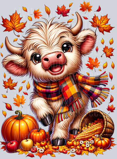 Cute Scottish Highland Baby Cow Calf Fall for Women and Kids T-Shirt