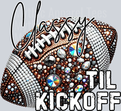 Classy til kick off rhinestone football DTF Football Transfers
