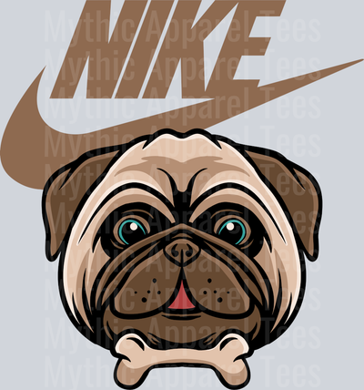 Pug with Bone JUST DO IT DTF Nike Transfers