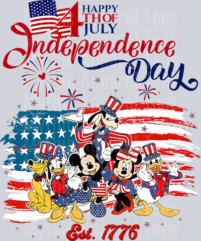 Happy 4th of july Independence day Fireworks American Flag Mickey and friends DTF Patriotic Disney Transfers