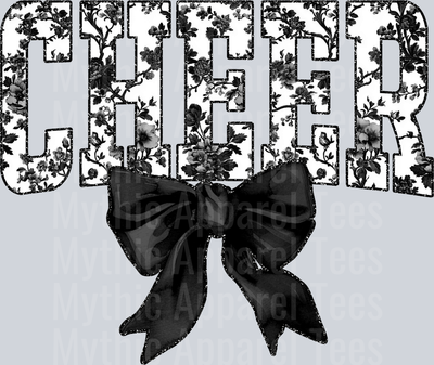 Black Toile Cheer College Font Floral Pattern