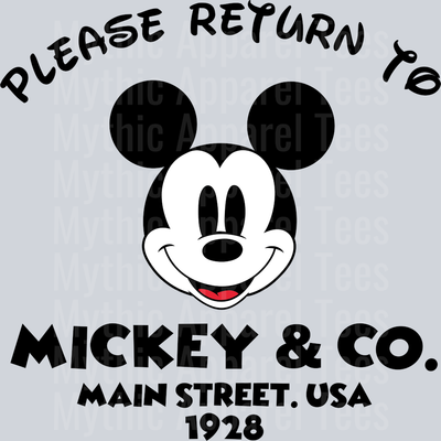 Mickey Please Return To Mickey and Co Main Street DTF Disney Transfers