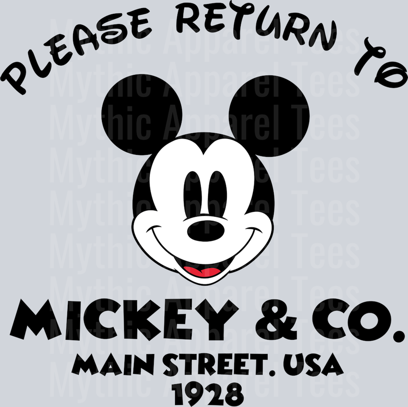 Mickey Please Return To Mickey and Co Main Street DTF Disney Transfers
